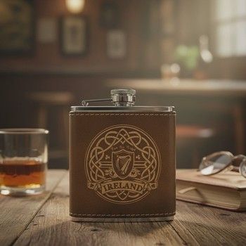 Harp Rustic Brown Leather Flask Harp Rustic Brown Leather Flask