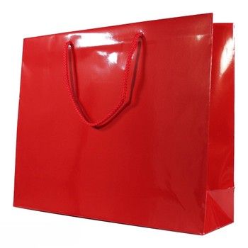 Red High Gloss Gift Bag- 16"W x 6"D x 13"H