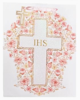 Religious Gift Bag- Cross, Pink- Large