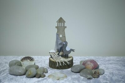 Lighthouse Scene on a Log