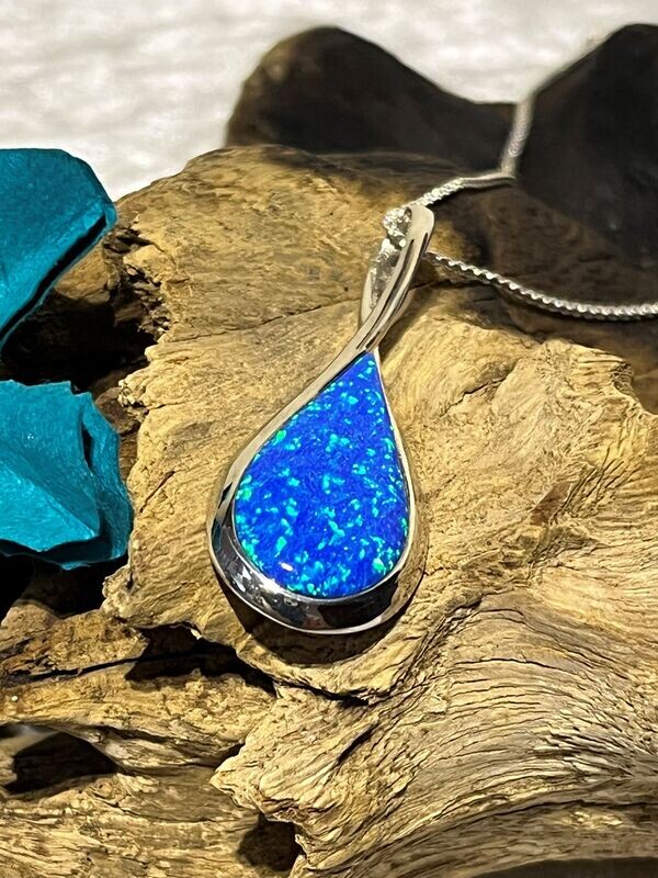 Blue Opal Droplet Necklace