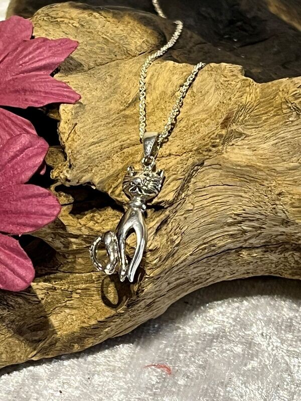 Cute Cat Silver Necklace