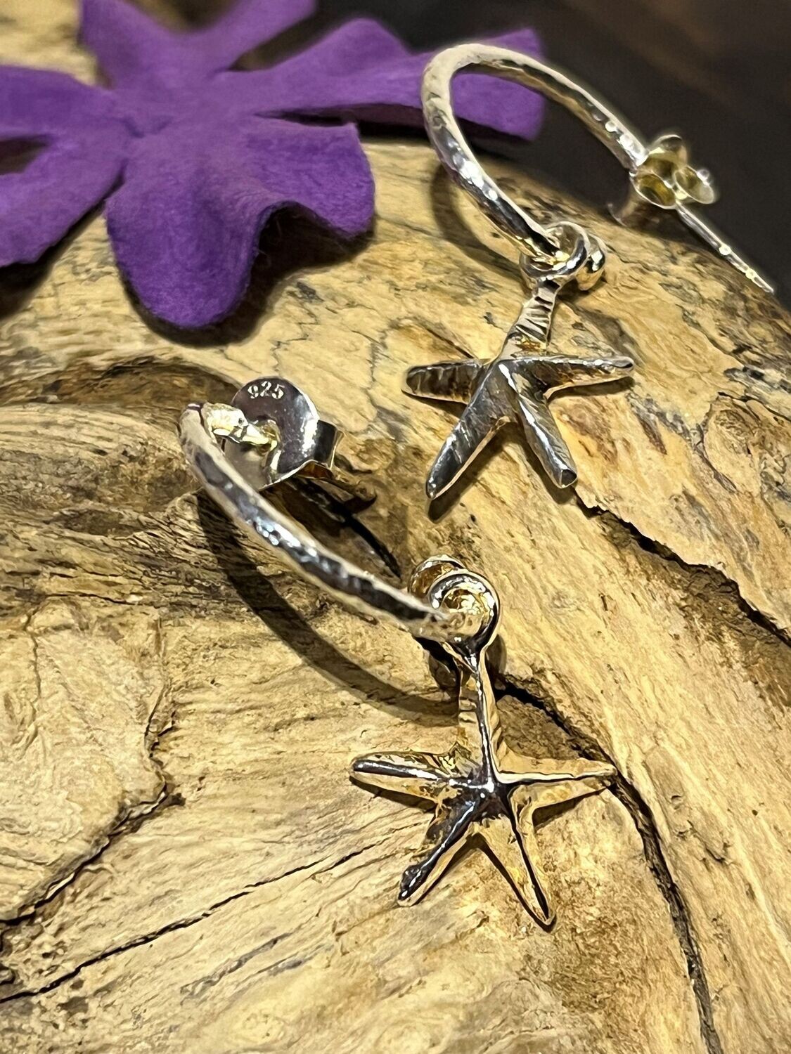 Sterling Silver Textured Starfish Earrings