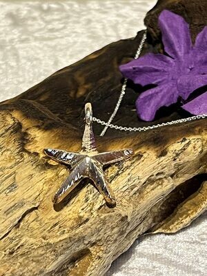 Sterling Silver Textured Starfish Necklace