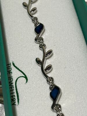 Blue Bird and Branch Paua Shell Bracelet