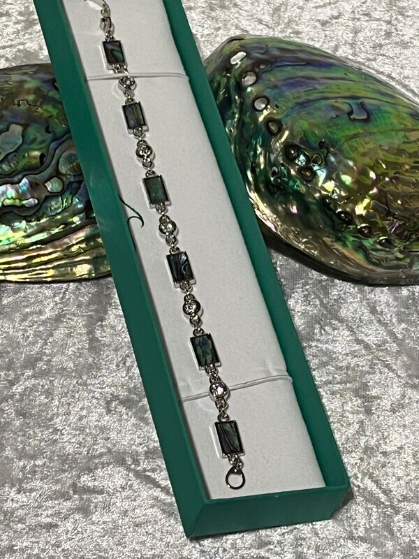 Rectangles and Crystal Paua Shell Bracelet