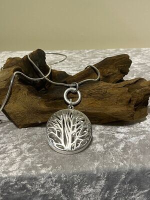 Silver Tone Tree of Life Long Necklace