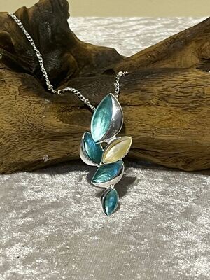 Gracee Silver Tone Green Leaf Necklace