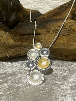 Gracee Silver Tone Grey and Yellow Circles Necklace
