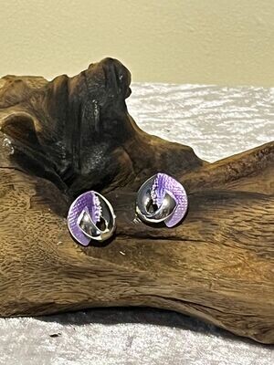 Purple Petal Silver Tone Earrings
