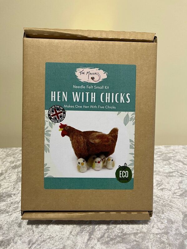 Hen with Chicks Small Needle Felt Kit