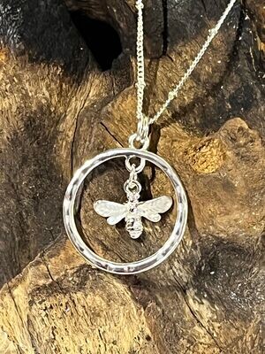 Silver Tone Bee Necklace