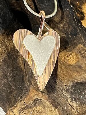 Double Heart Rose and Silver Tone Necklace