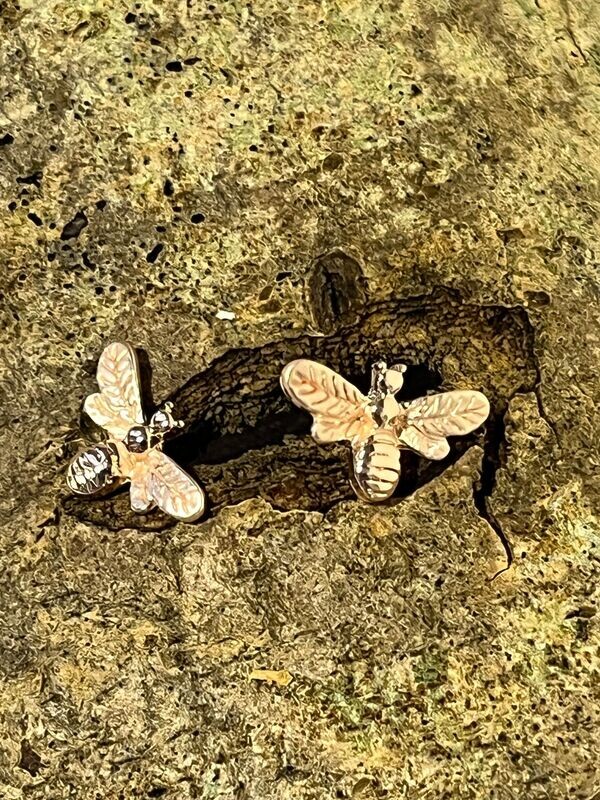 Rose Tone Bee Earrings