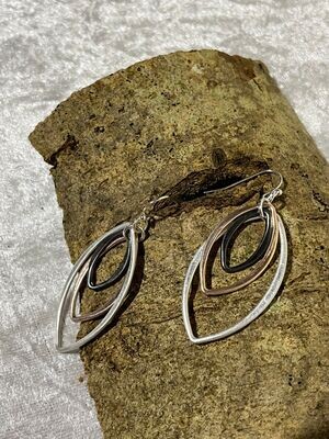 Grey and Rose Silver Tone Earrings