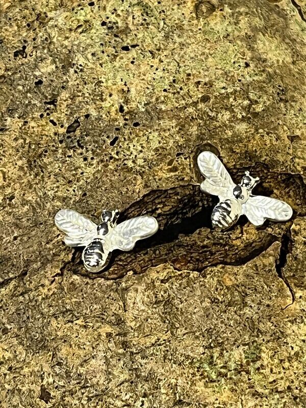 Silver Tone Bee Earrings