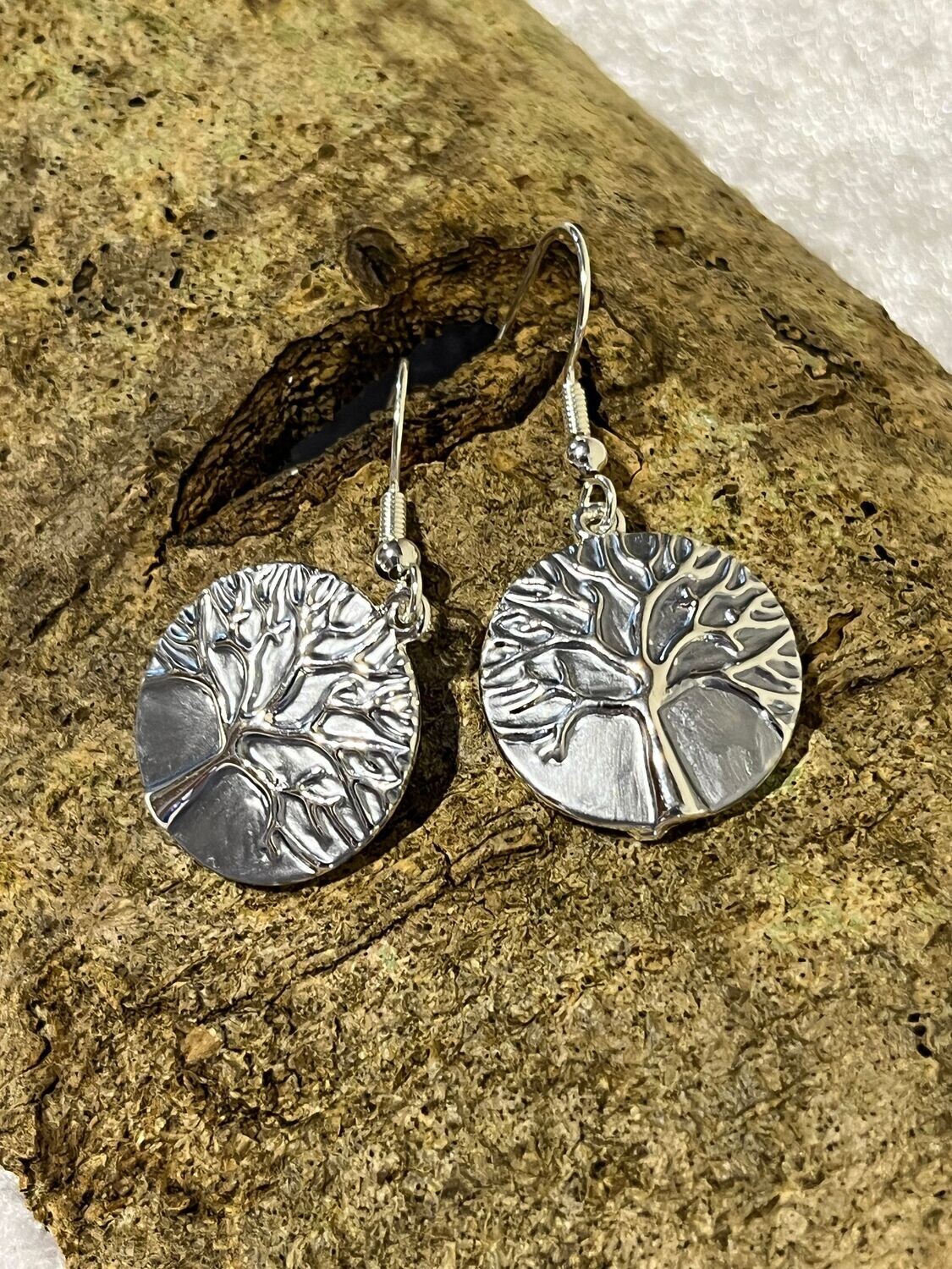 Tree of Life Silver Tone Earrings