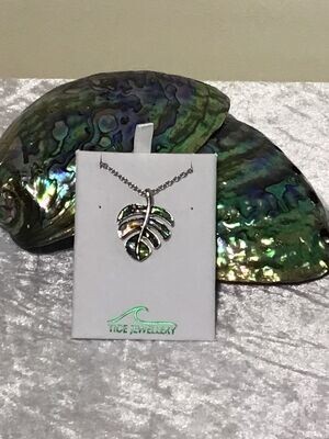 Cheese Plant Leaf Paua Shell Necklace