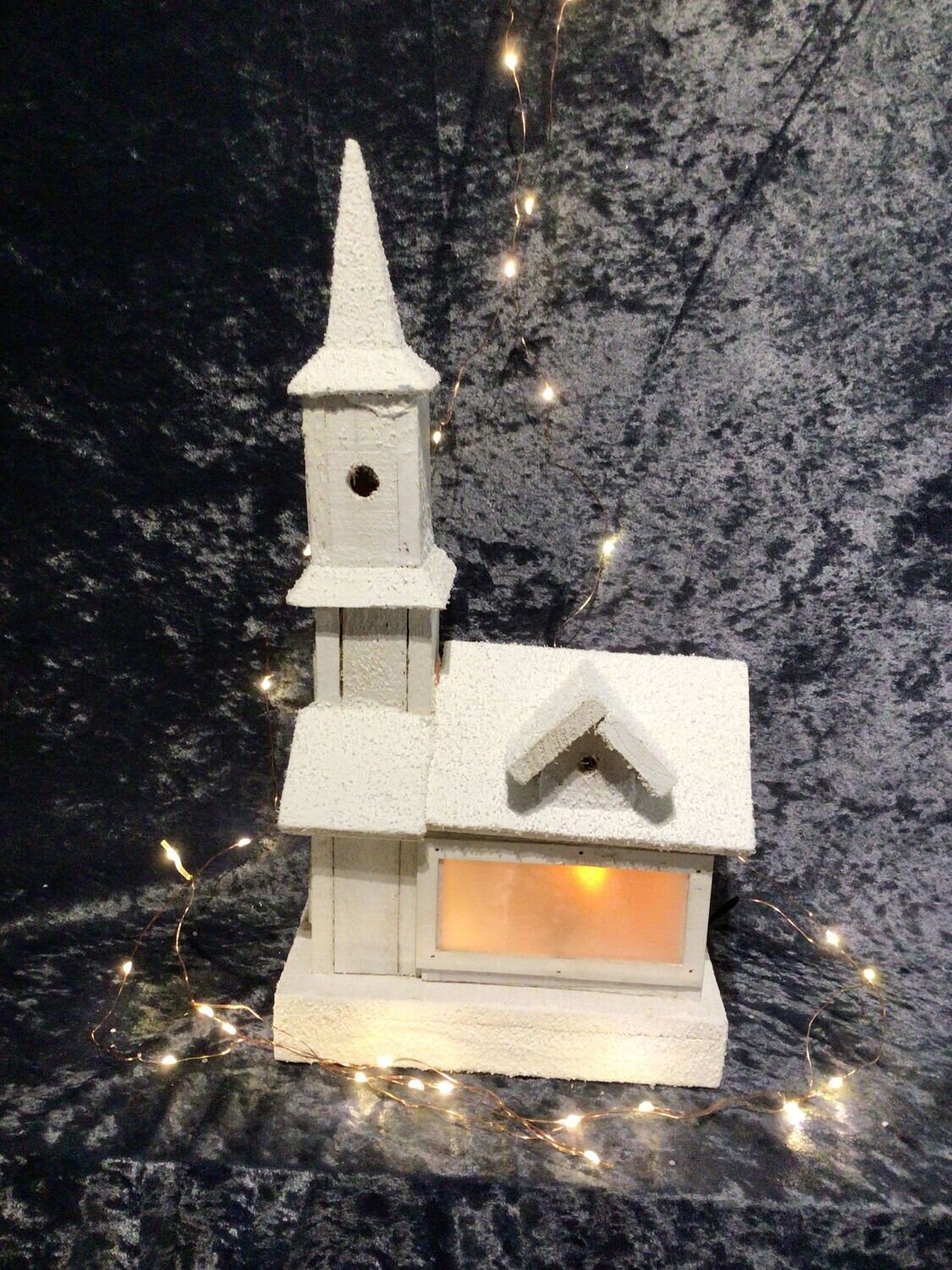 39cm Wooden LED Illuminated Church