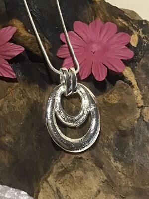 Silver Tone Double Ovals Necklace
