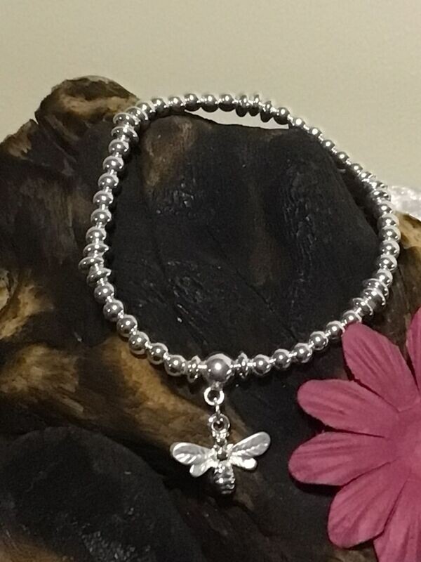 Silver Tone Bee Stretch Bracelet