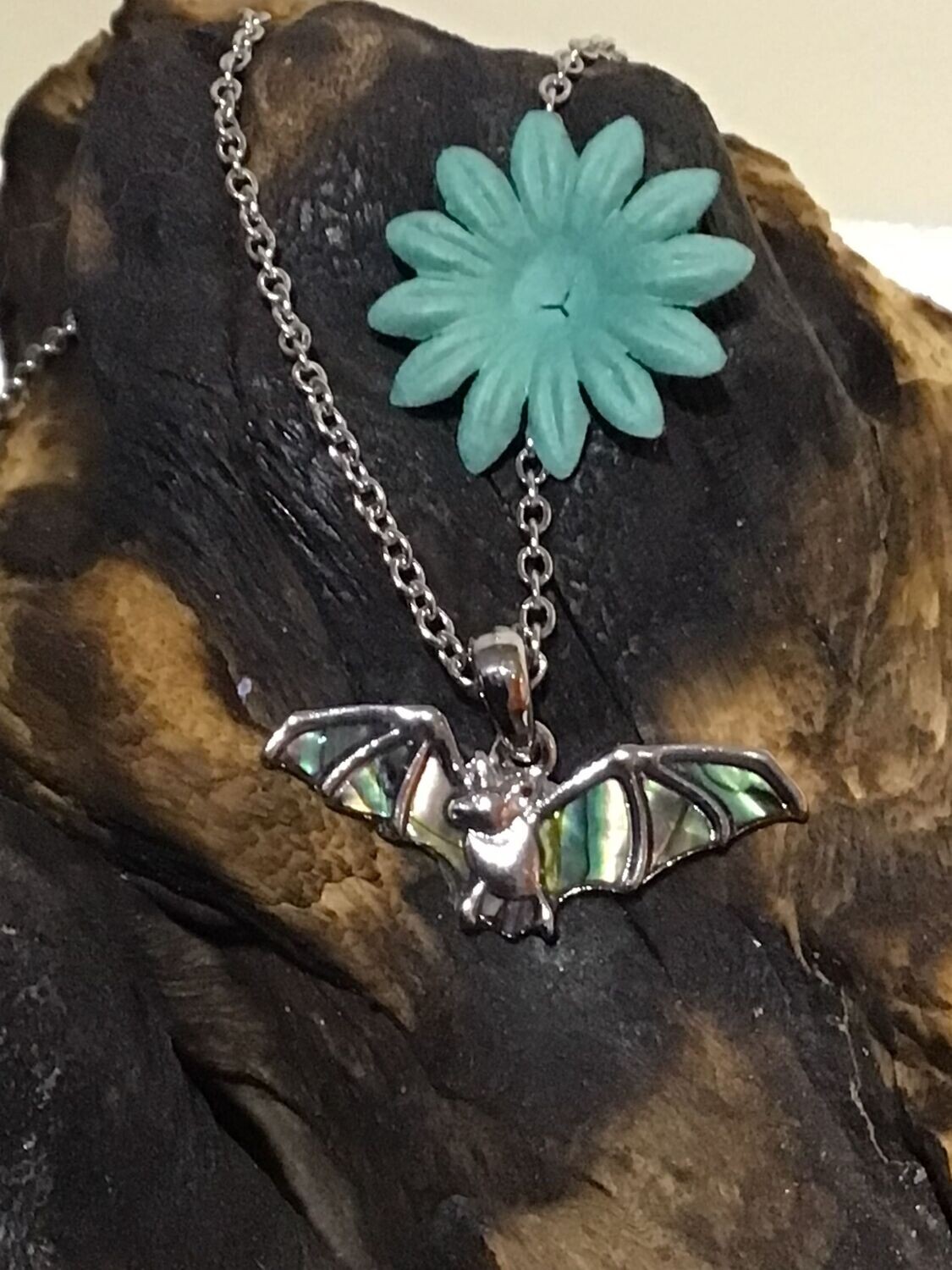 Paua Shell Bat Necklace