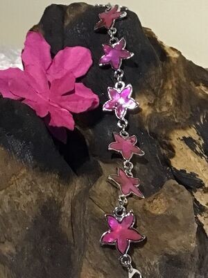 Pink Paua Shell Flower Bracelet