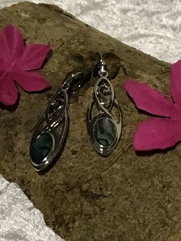 Paua Shell Celtic Drop Earrings