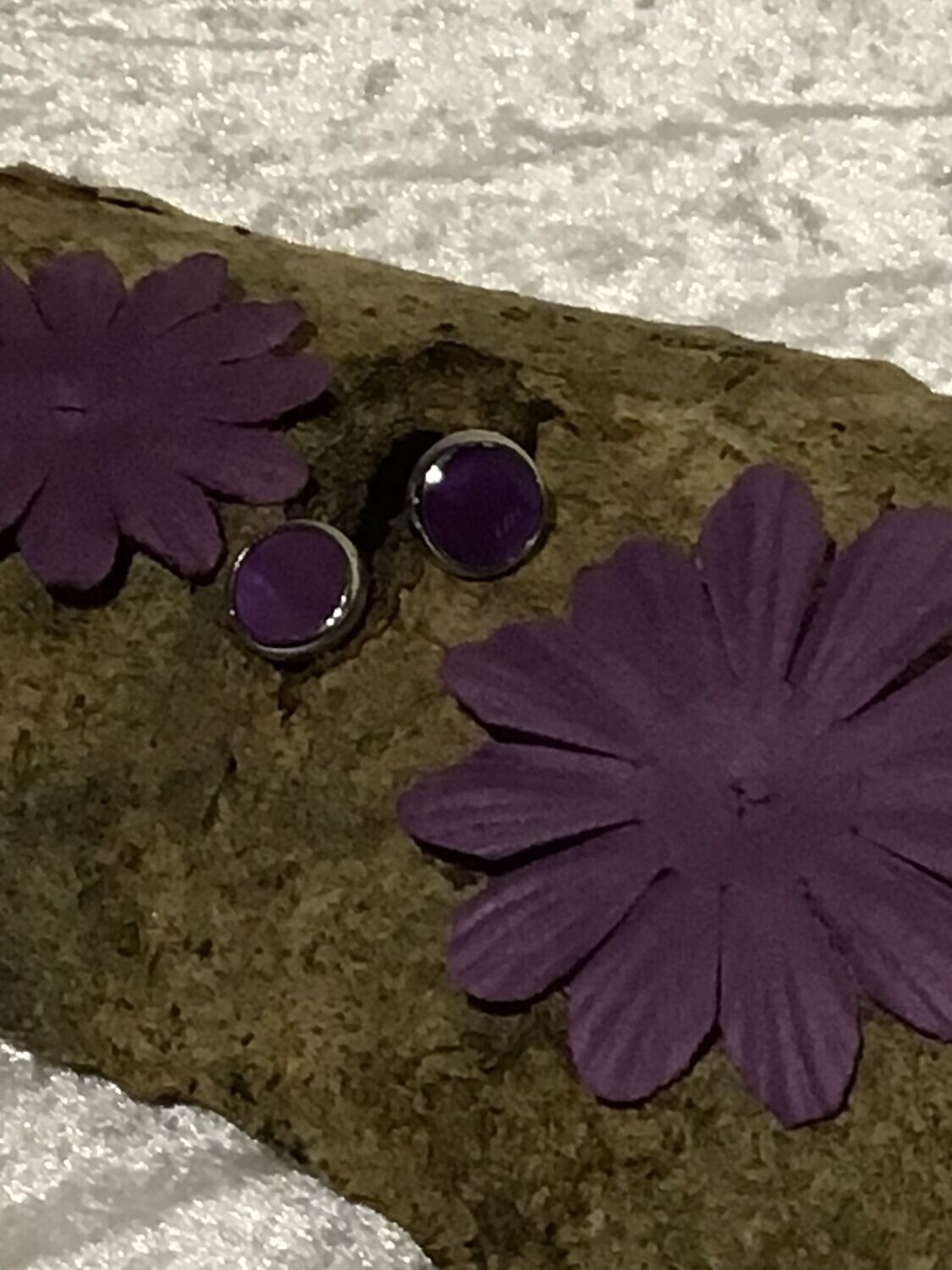 Purple Paua Shell Round Earrings