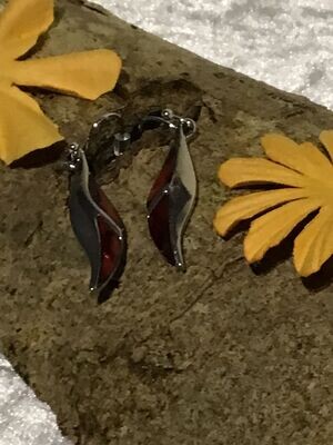 Red Paua Shell Scimitar Earrings