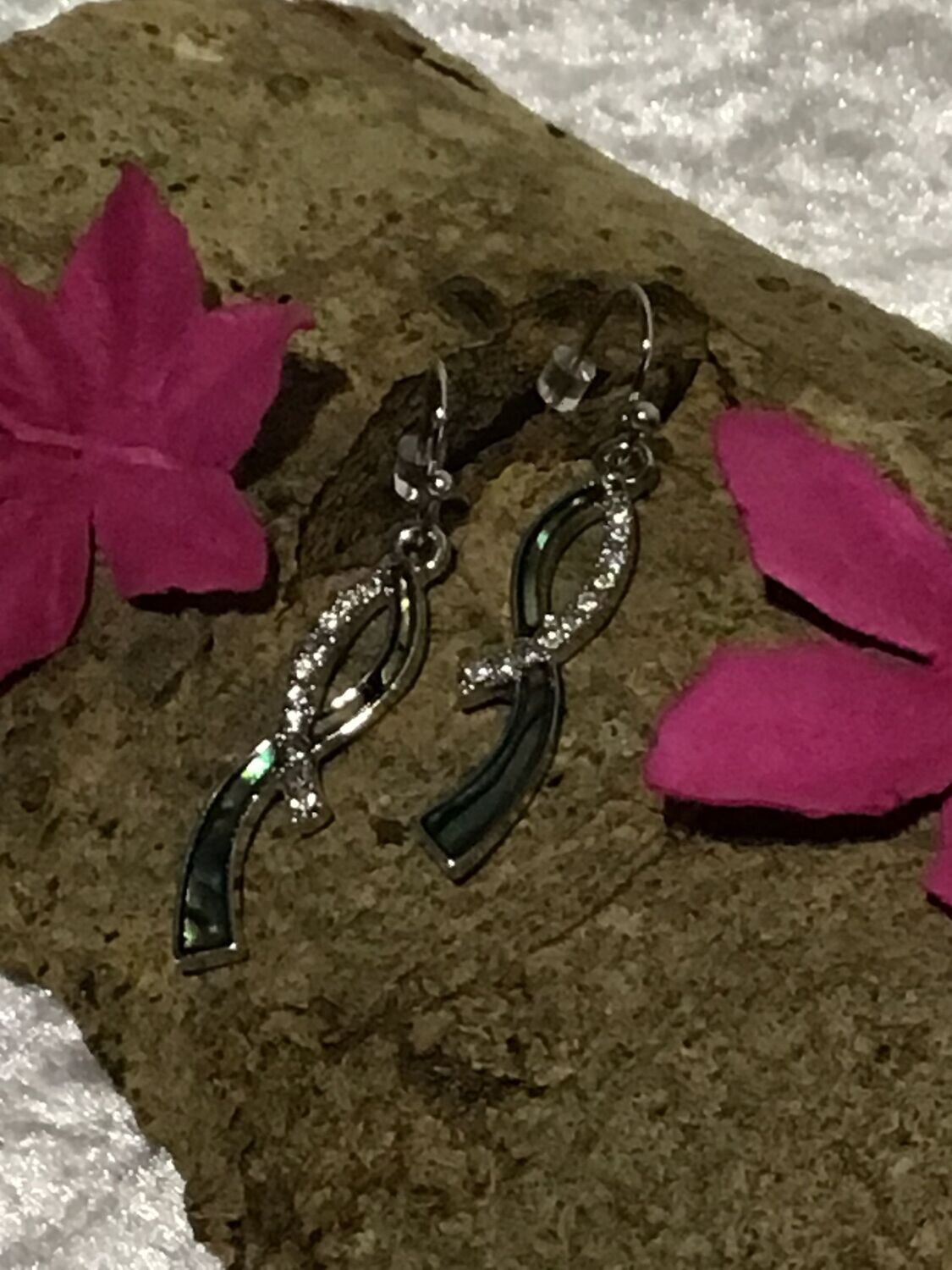 Stylised Ribbon Paua Shell Earrings