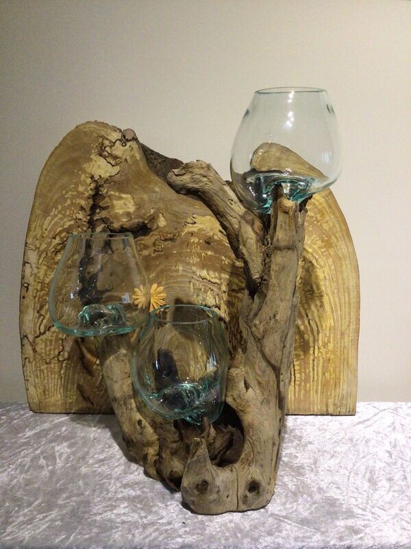 Teak Root Triple Glass Bowls
