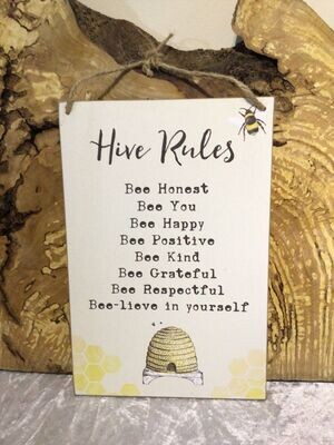 Hive Rules Wall hanging Sign