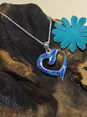 Blue Opal Open Heart Necklace
