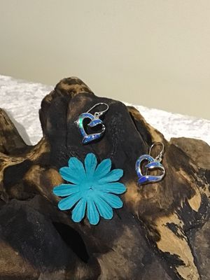 Blue Opal Open Heart Earrings