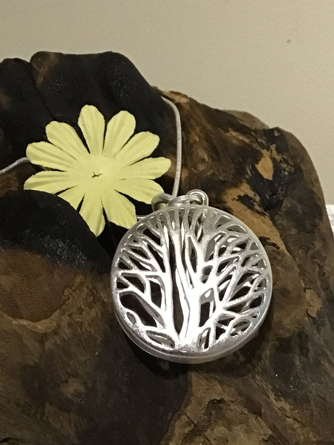 Silver Tone Tree of Life Long Necklace