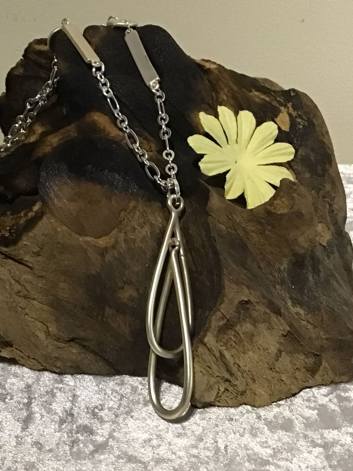 Gold and Silver Tone Double Drop Long Necklace