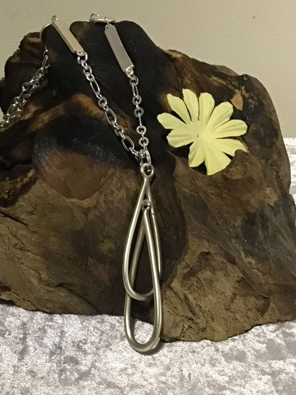Gold and Silver Tone Double Drop Long Necklace