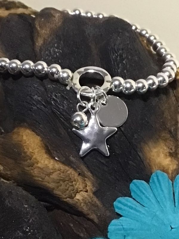 Silver Tone Star Stretch Bracelet