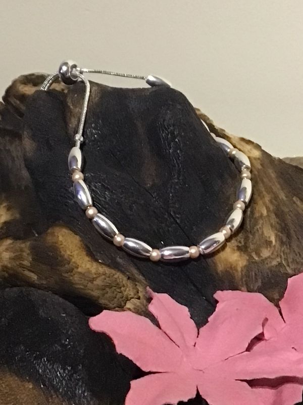 Silver and Rose Tone Friendship Bracelet