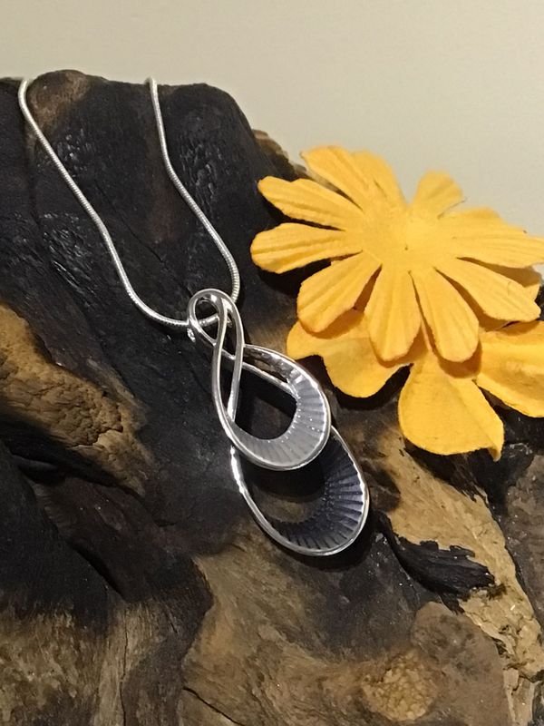 Silver Tone Grey Swirl Necklace