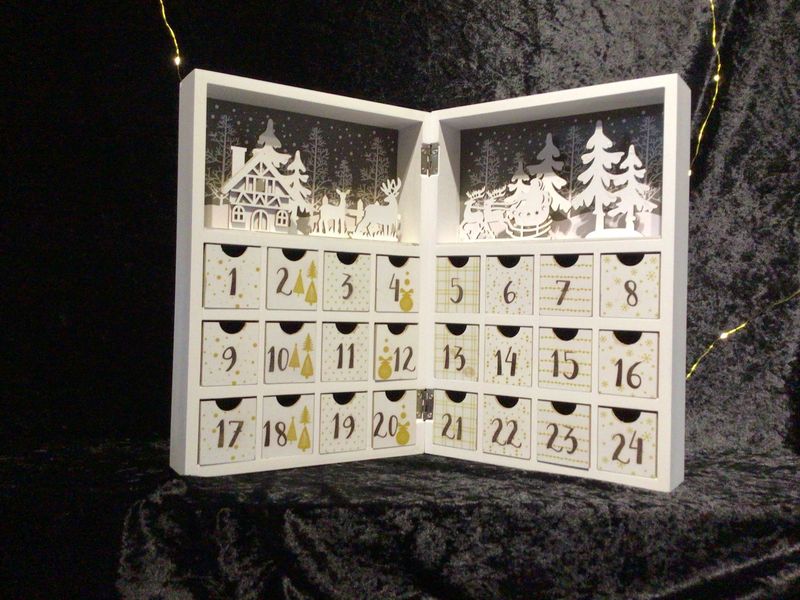 Wooden Christmas Advent Calendar Book