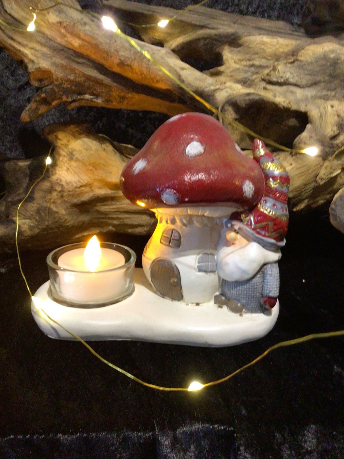 Toadstool Santa House Tealight Holder