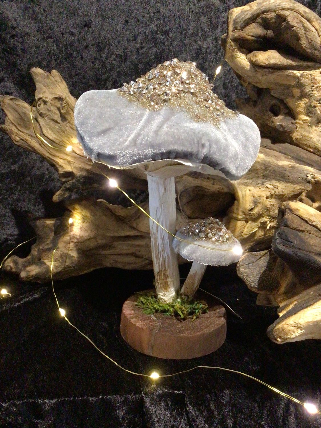Grey Velvet Topped Mushrooms