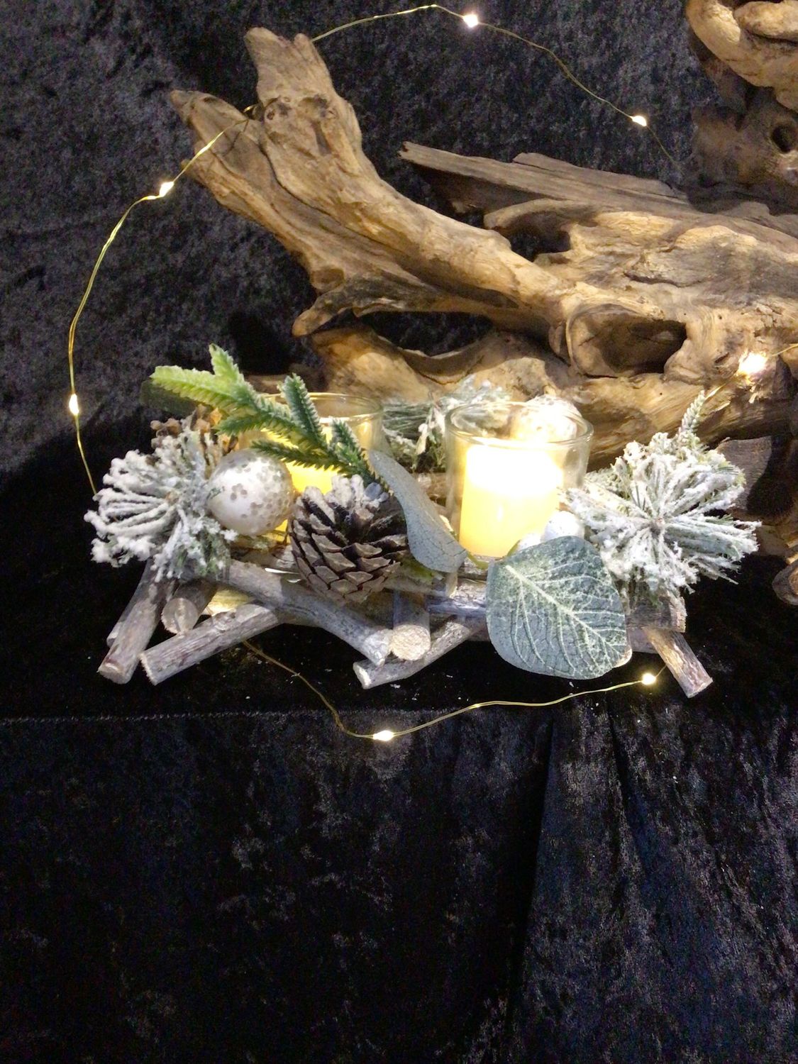 Double Tealight Foliage Centrepiece