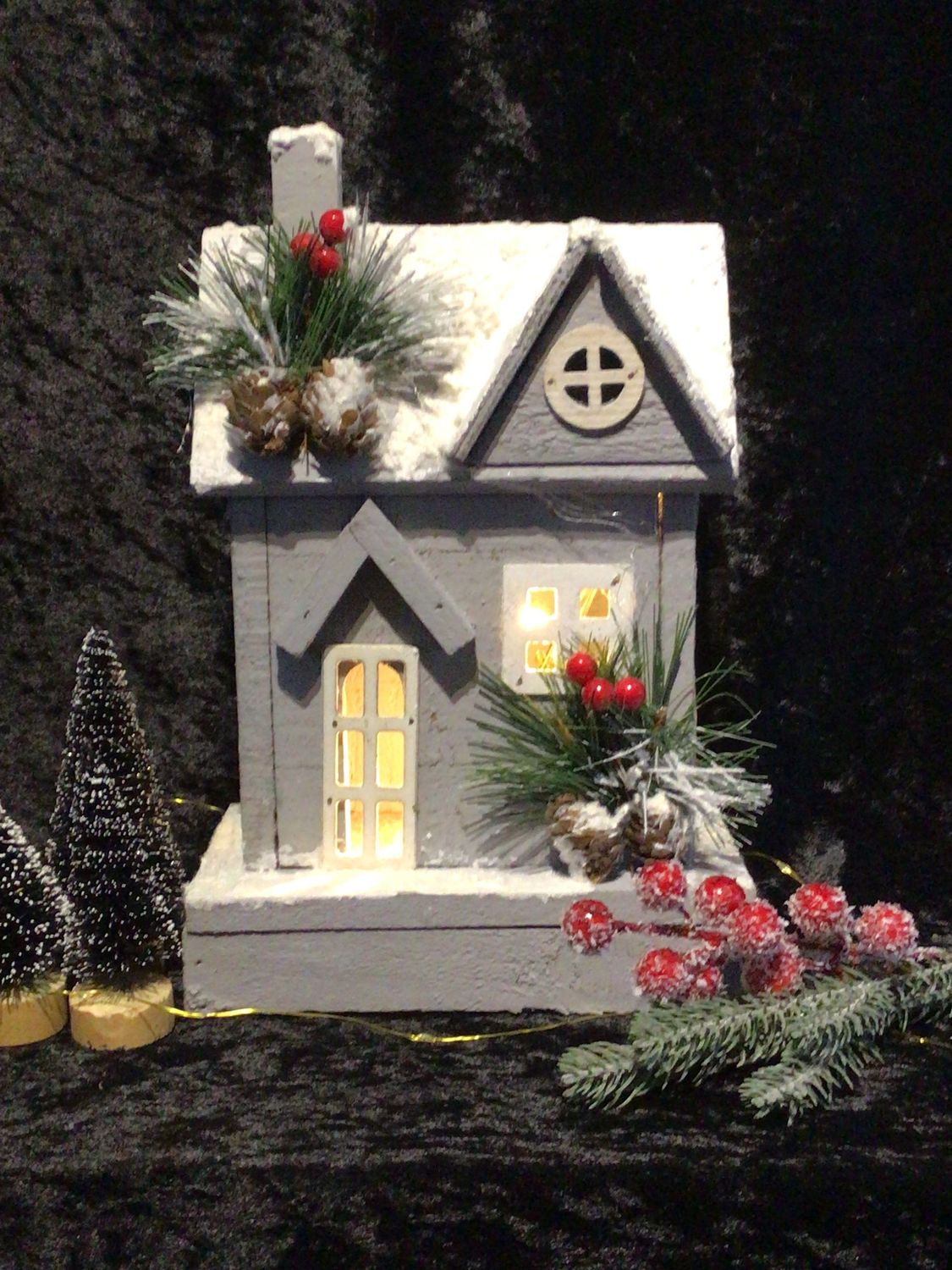 Grey LED Illuminated Christmas House