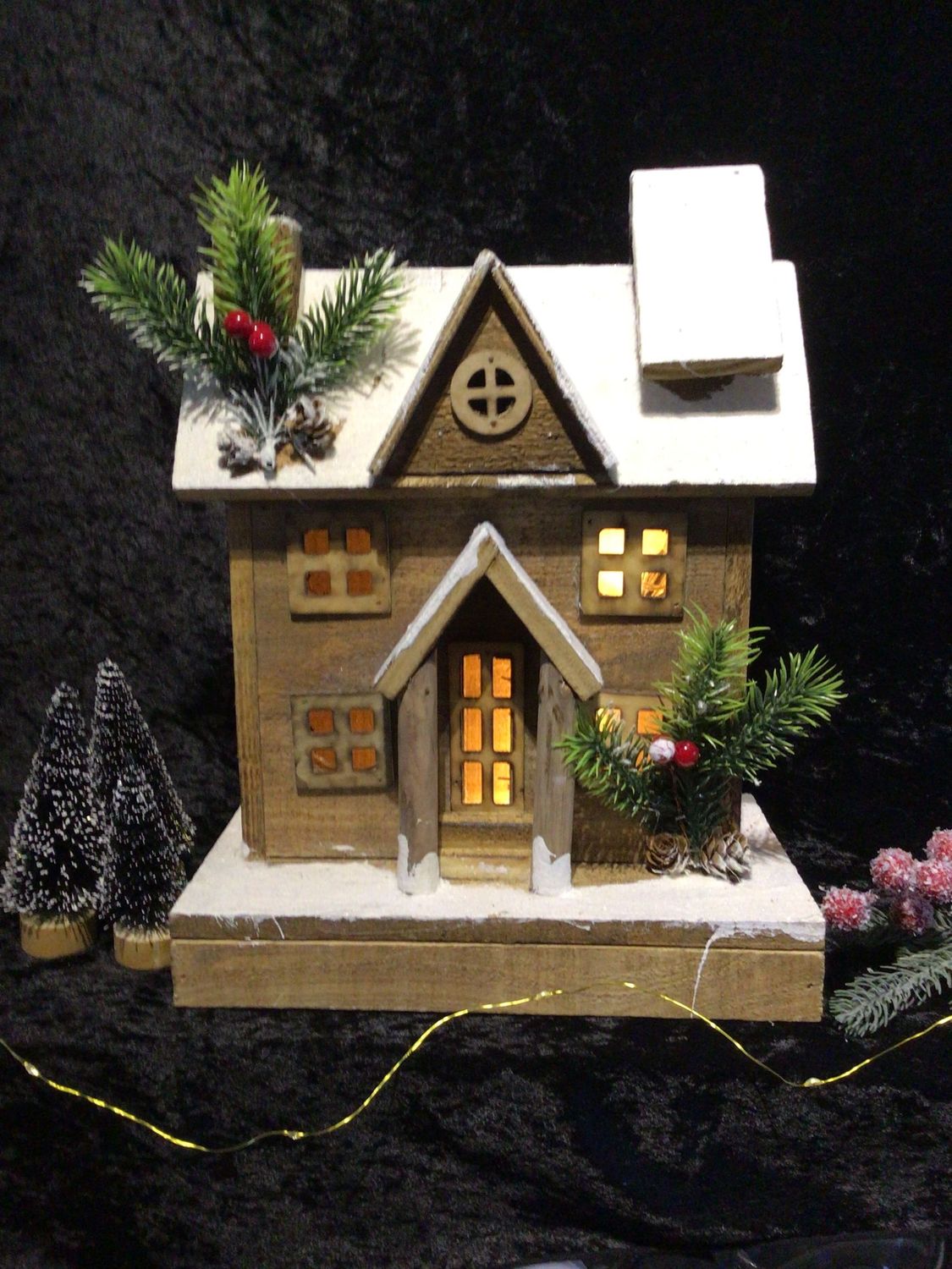 Wooden Illuminated Christmas House