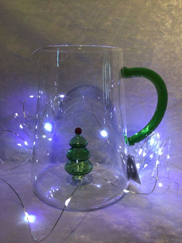 Glass Jug with Christmas Tree