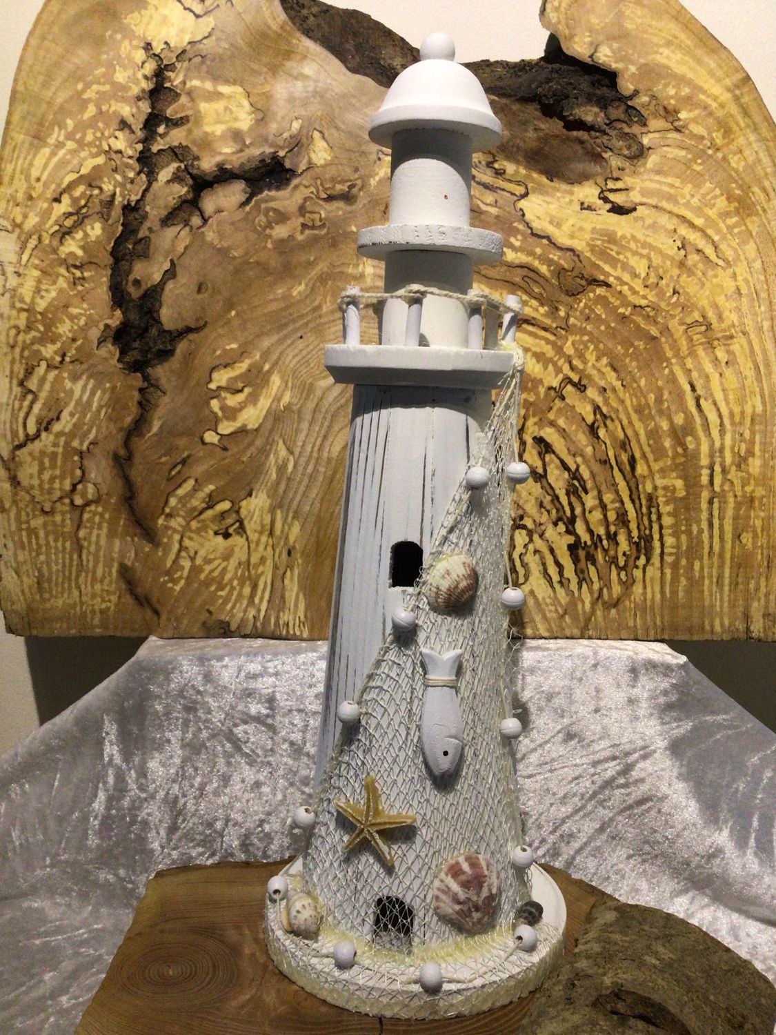 Medium White Wooden Lighthouse