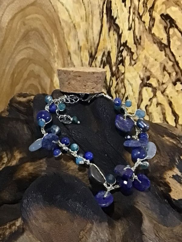 Lapis, Jade and Pearls Bracelet